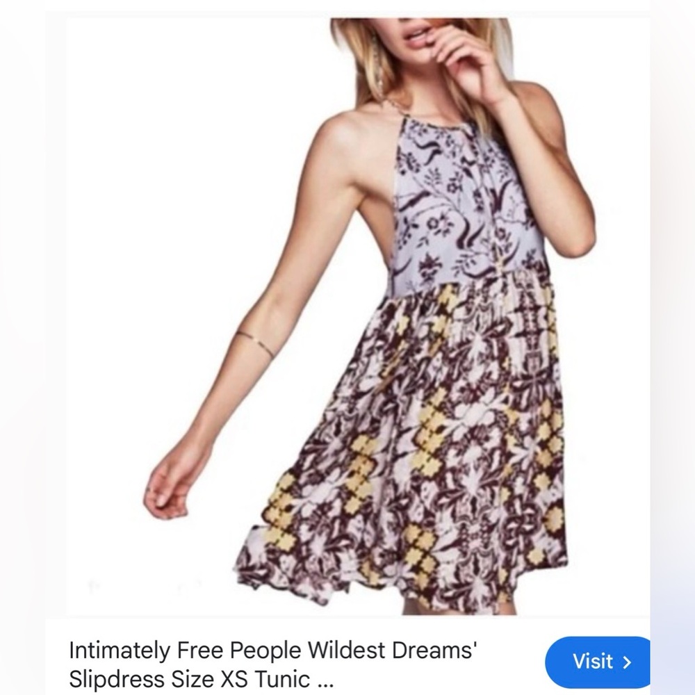 Free People Floral Mini Dress - Purple and Yellow
